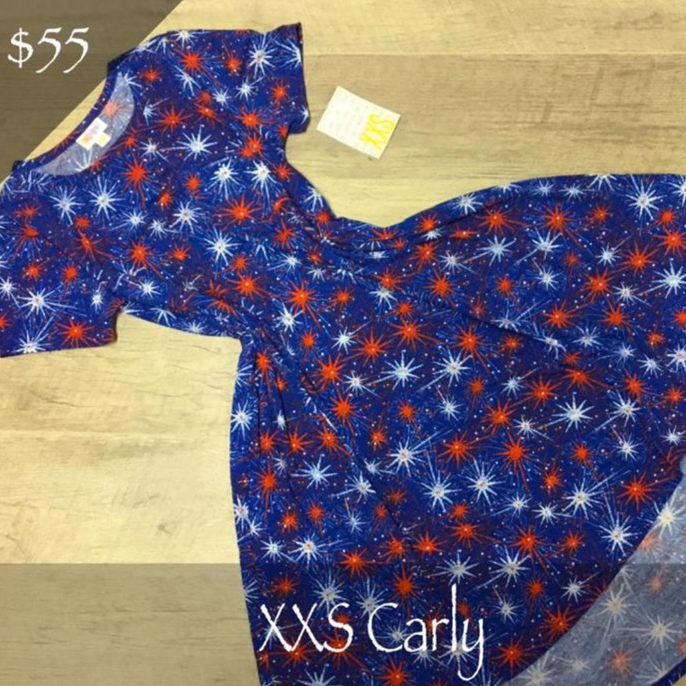 Lularoe Carly NWT Dress Size XXS Patriotic USA 4th of July